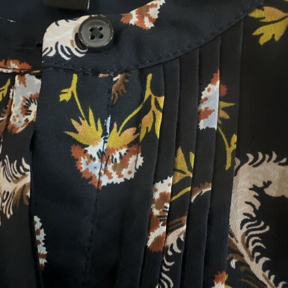 BANANA REPUBLIC Small Navy Long Sleeve Pleated Mandarin Dress Waist Pockets - Picture 16 of 16